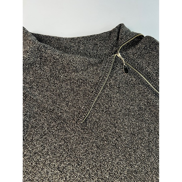 Calvin Klein Sweater Dress Sheath Metallic Gold & Black Zipper Detail XL - Picture 7 of 16